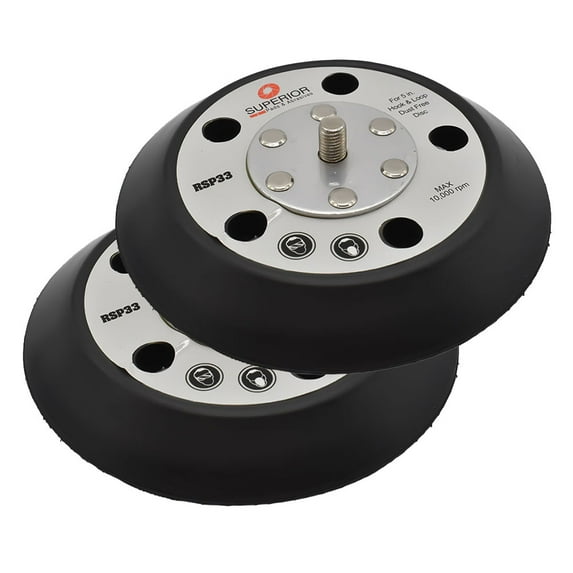 Superior Pads and Abrasives RSP33-K 5 inch Diameter - 5/16 inch-24 UNF Threaded Shaft Hook and Loop Sander Pad with 5 Vacuum Holes Replaces Porter Cable 15000 2 PER PACK