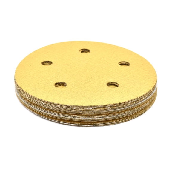 Superior Pads and Abrasives SD558P 150 Grit 5 Inch Diameter 5-Hole PSA Sanding Paper - 25/Pack (Ceramic Aluminum Oxide)