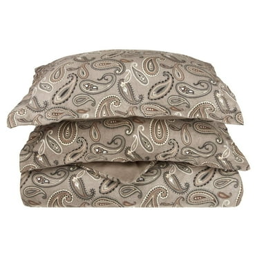 Superior Paisley Cotton Flannel Duvet Cover Set, Full/ Queen, Grey