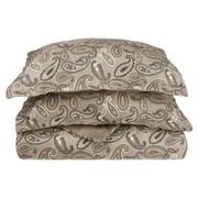 Superior Paisley Cotton Flannel Duvet Cover Set, Twin, Grey