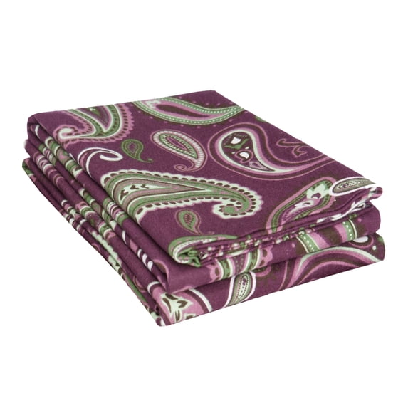 Superior Paisley Cotton Flannel Pillowcase Set, Standard, Purple