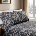 thumbnail image 1 of Superior Paisley Flannel Cotton Bed Sheet Set , Soft Fitted Sheets, California King, Navy Blue, 1 of 6