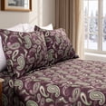 thumbnail image 1 of Superior Paisley Flannel Cotton Bed Sheet Set , Soft Fitted Sheets, Full, Purple, 1 of 6
