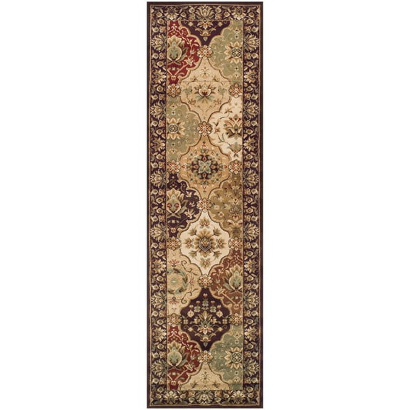 Superior Palmyra Floral Classic Indoor Runner Rug, Chocolate, 2' 7" x 8'
