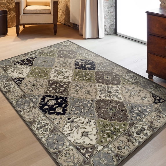Superior Paloma Modern Damask Indoor Area Rug, 2' x 3', Chocolate