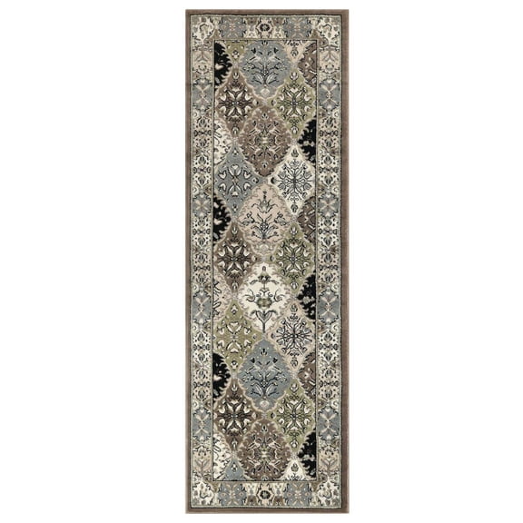 Superior Paloma Modern Damask Indoor Runner Rug, 2' 7" x 10', Chocolate