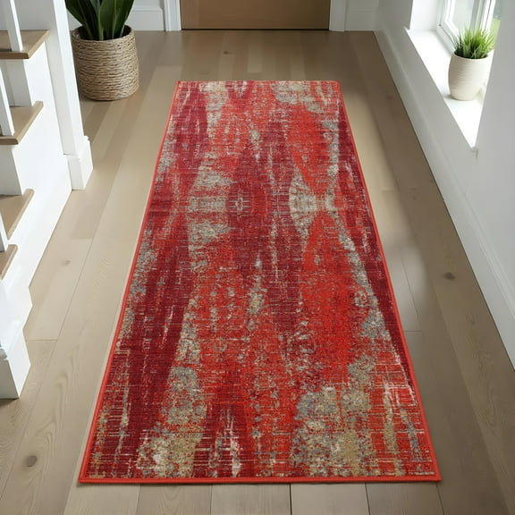 Superior Brayton Non-Slip Washable Indoor Area Rug, 2' 7" x 8', Orange