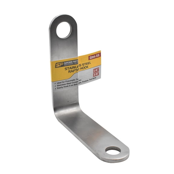 Superior Parts GH4-SS 'L' Shaped Rafter Hook (Stainless Steel) For Nail Guns With 1/4 Inch & 3/8 Inch NPT Air Fitting
