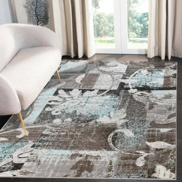 Superior Pastiche Floral Indoor Area Rug, 8' x 10', Brown-Turquoise