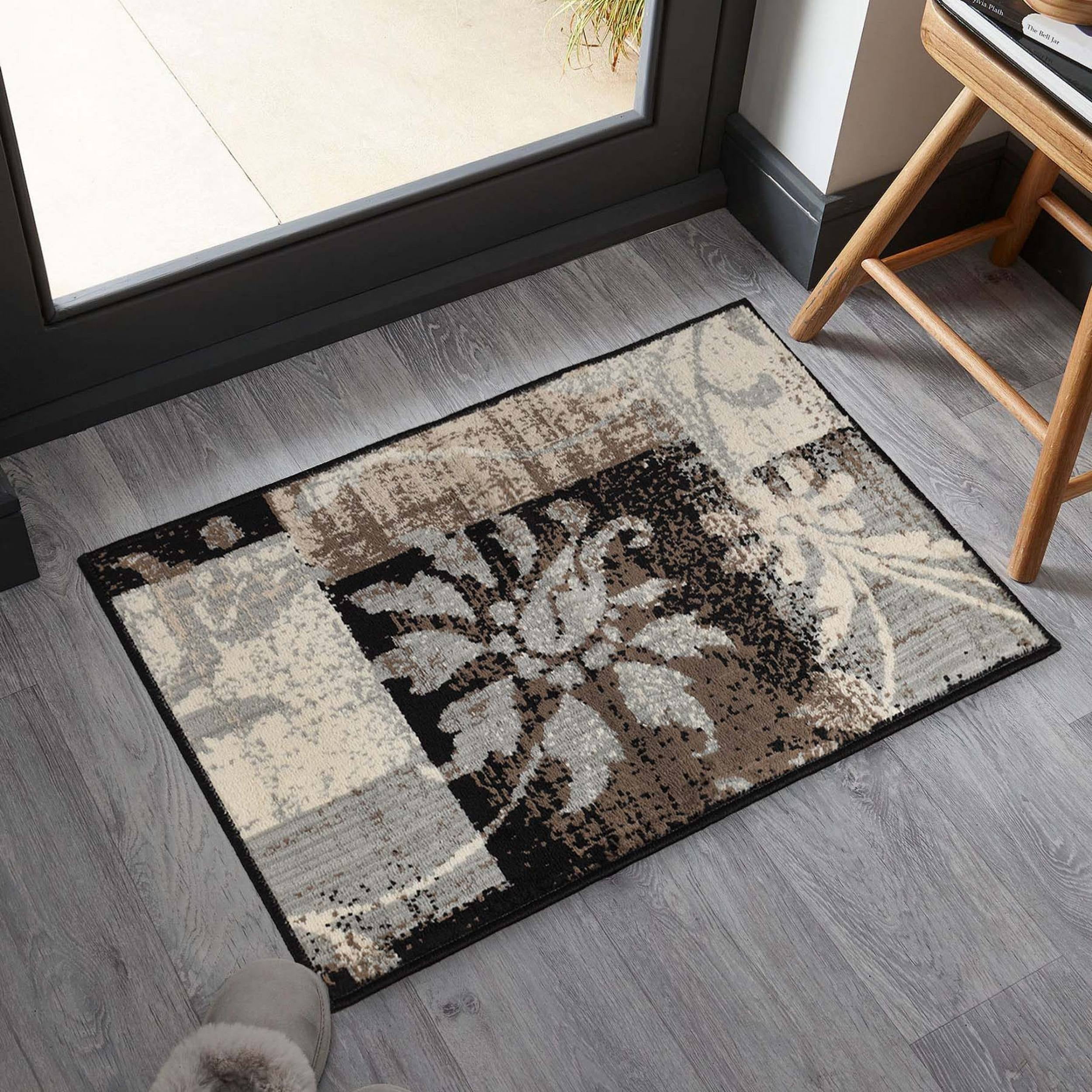 Beige and Brown Floral Patchwork Indoor Area Rug, 3' x 5'