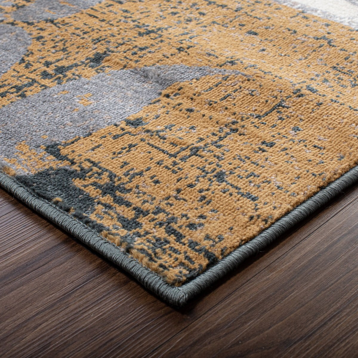 Elegant Camel Floral Patchwork Synthetic Area Rug, 5' x 8'