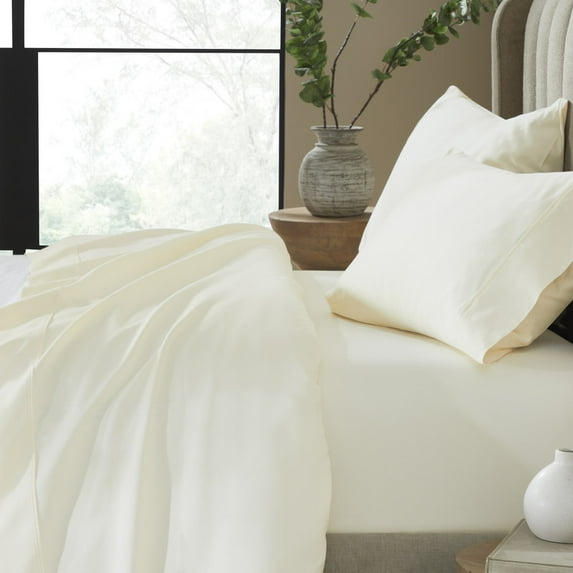 Superior Pavo Cotton 700 Thread Count 15" Deep Pocket Sheet Set, Queen, Ivory