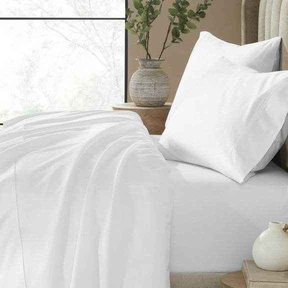 Superior Pavo Cotton 700 Thread Count 18" Deep Pocket Sheet Set, King, White