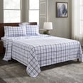 thumbnail image 1 of Superior Plaid Flannel Cotton Sheet Set, King, Blue, 1 of 15