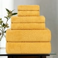 thumbnail image 1 of Superior Playa Zero Twist Cotton Solid Waffle Textured 6 Piece Towel Set, Gold, 1 of 7