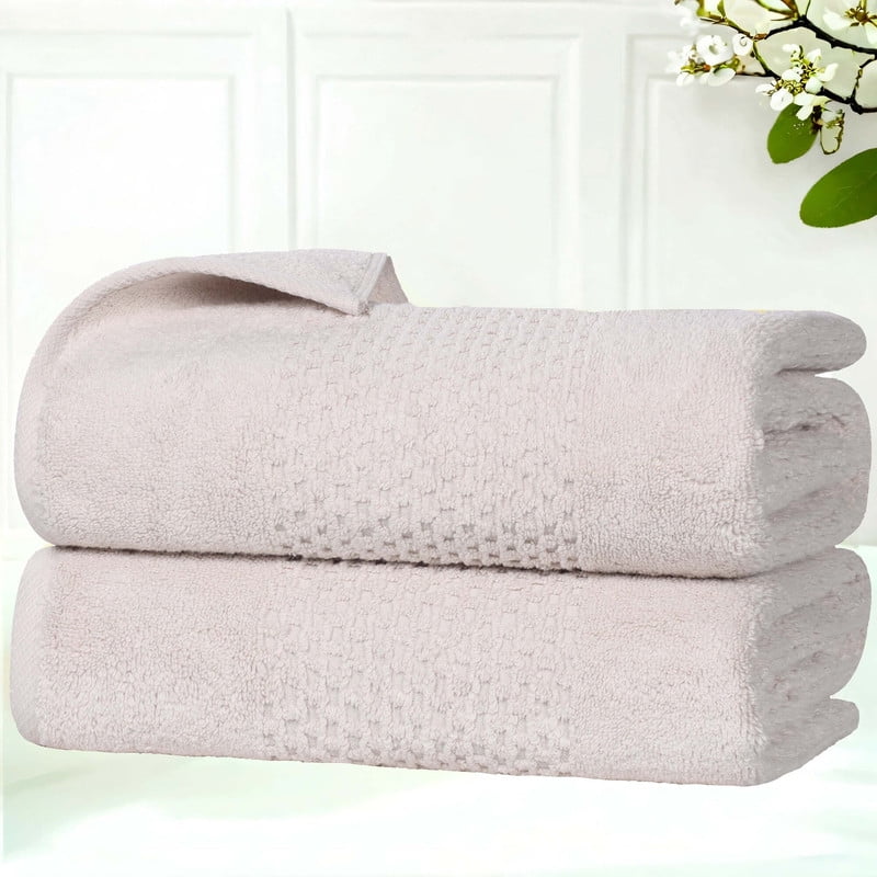 Superior Playa Zero Twist Cotton Solid Waffle Textured Bath Towels, Set of 2, Silver