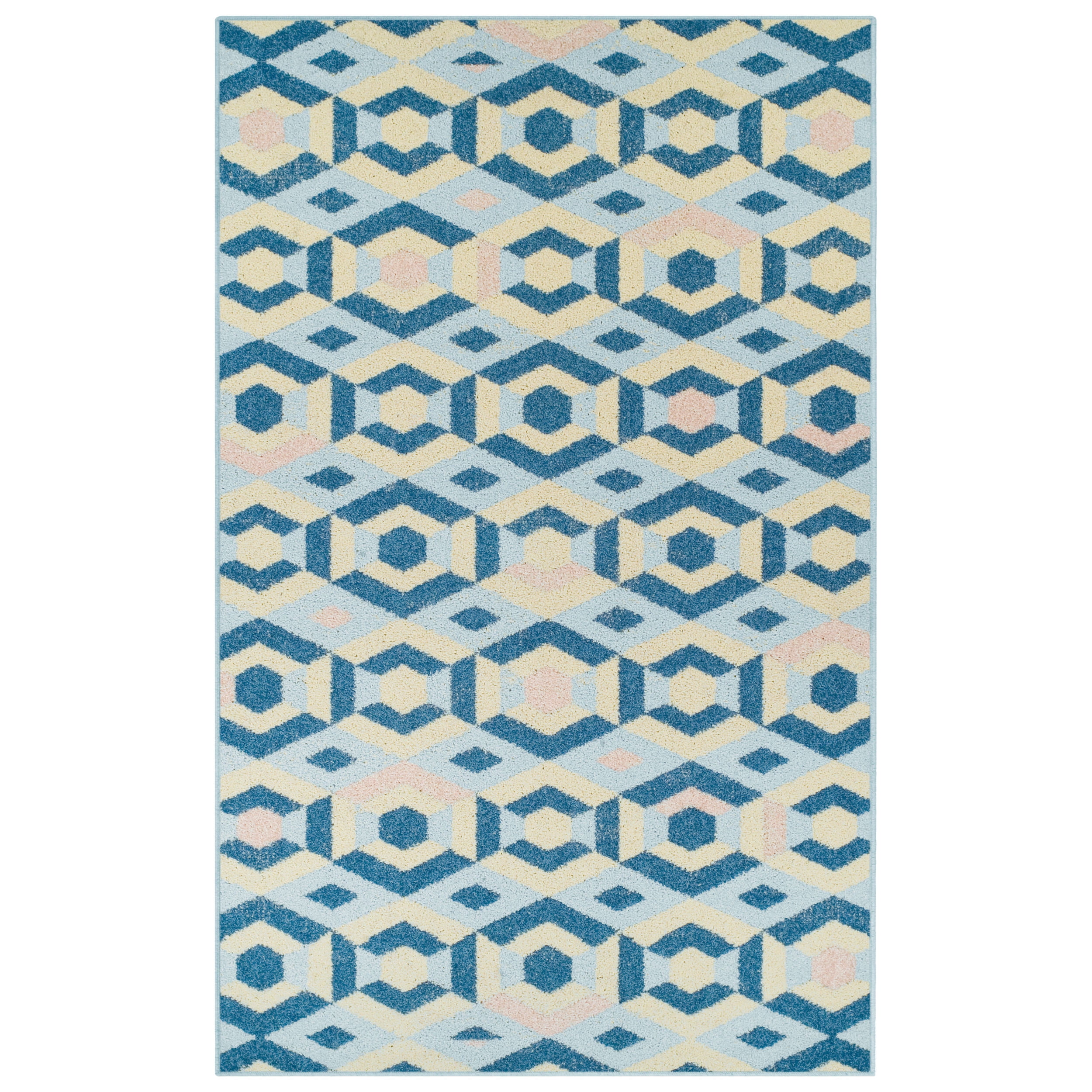 Superior Polygon Geometric Indoor Area Rug, Baby Blue, 5' x 8