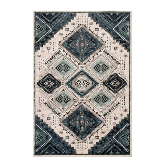 Superior Poway Geometric Indoor Area Rug, 4' x 6', White-Navy