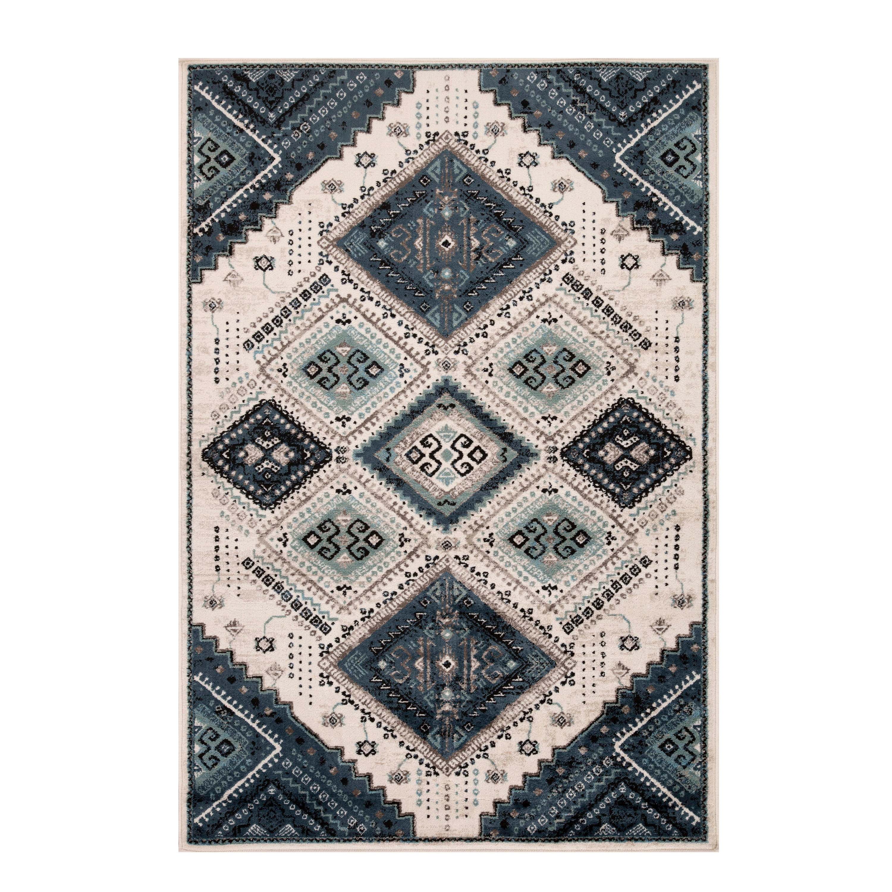 Superior Poway Geometric Indoor Area Rug, 8' x 10', White-Navy