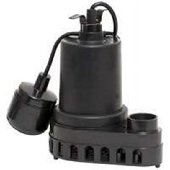 Superior Pump 5049382 .33Hp Thermoplastic Water Sump Pump with Tethered Float Switch - Black