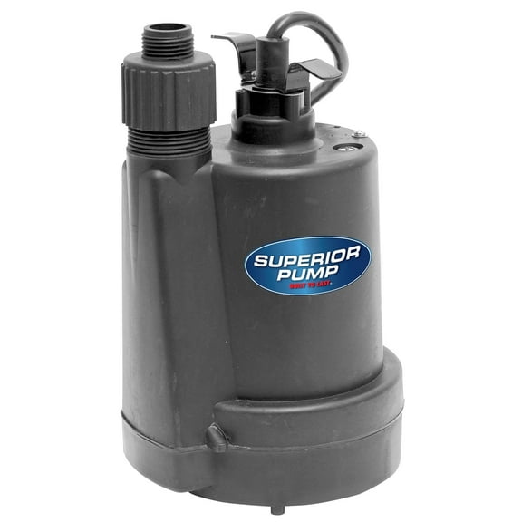Superior Pump 91250, 1/4 HP, 1.5 Amps, 120 V, Black Corded Electric Water Sump Pump