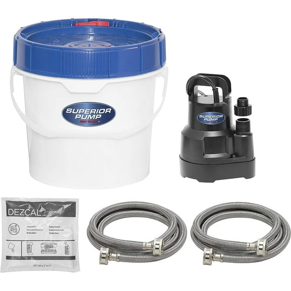 Superior Pump 91660 Tankless Water Heater Descaler Water Utility Sump Pump Kit, White