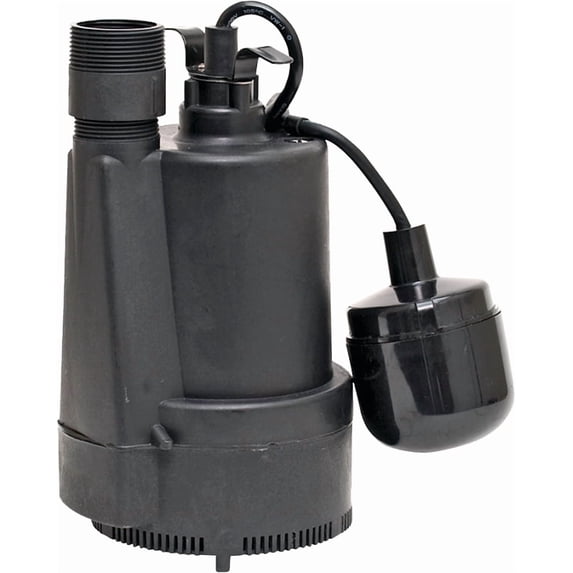 Superior Pump 92570 1/2 HP Thermoplastic Utility Water Sump Pump With Tethered Float Switch Black 8 5 X 5 5 X 11 25