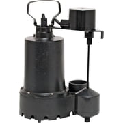 Superior Pump 92341 Cast Iron Utility Water Sump Pump with Vertical Float Switch, 1/3 HP, Black, 9  x 6.5  x 11.375