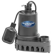 Superior Pump 92570 1/2 HP Thermoplastic Sump Pump with Tethered Float Switch, Black
