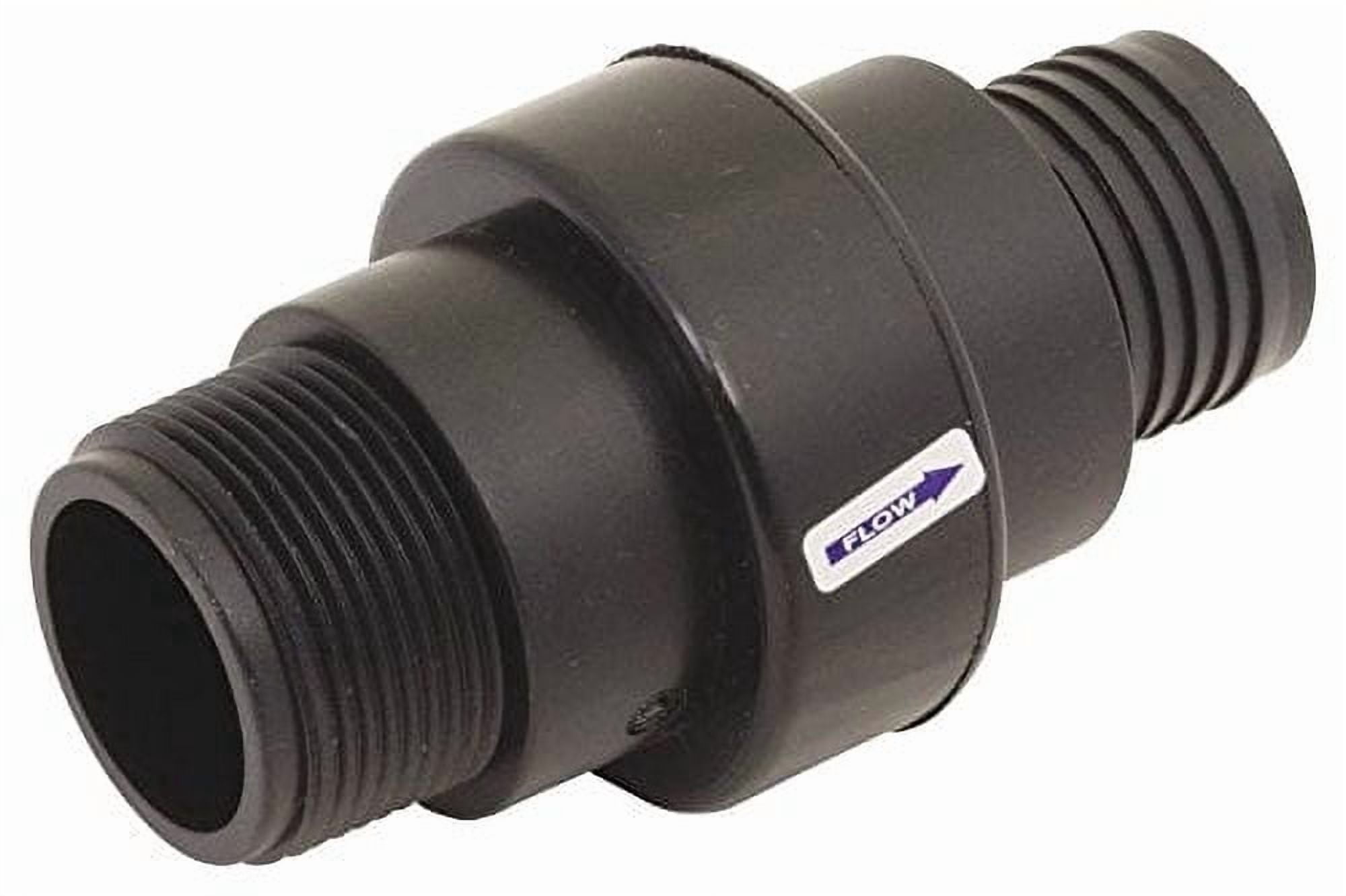 Superior Pump 99507 Check Valve, 1-1/4 or 1-1/2 in, Mpt x Barb or Slip, Plastic, Thermoplastic