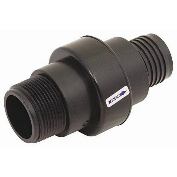 Superior Pump 99507 Check Valve, 1-1/4 or 1-1/2 in, Mpt x Barb or Slip, Plastic, Thermoplastic
