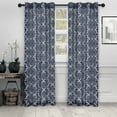 thumbnail image 1 of Superior Quatrefoil Embroidered Sheet Grommet Curtain Panel, Set of 2, 52" W x 63" L, Navy Blue, 1 of 5