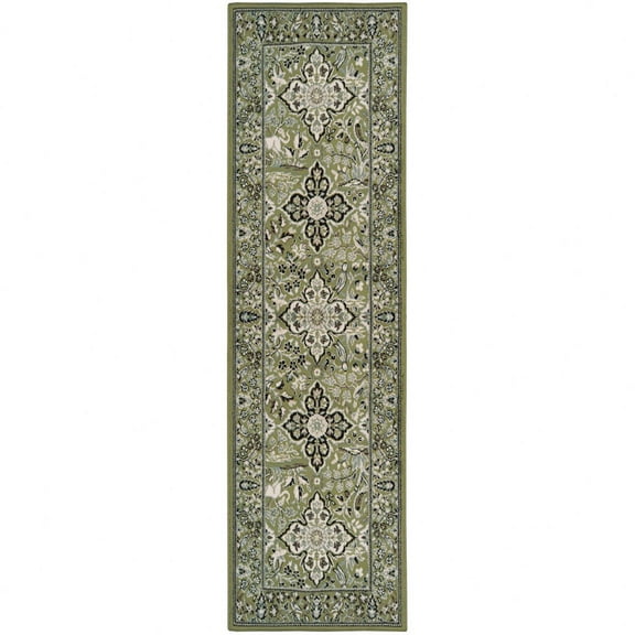 Superior Radcliffe Floral Medallion Indoor Runner Rug, 2' 7" x 8', Green