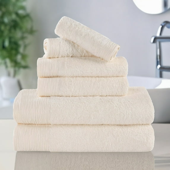 Superior Rayon from Bamboo Soft Modern 3-Piece Towel Set, Ivory