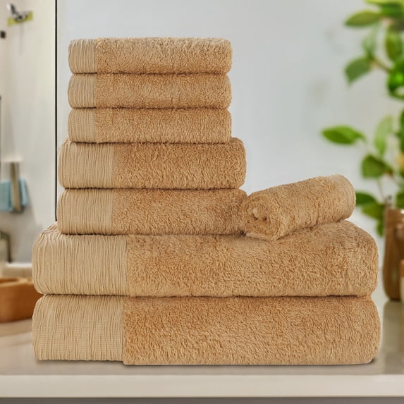 Superior Rayon from Bamboo Soft Modern 8-Piece Towel Set, Gold