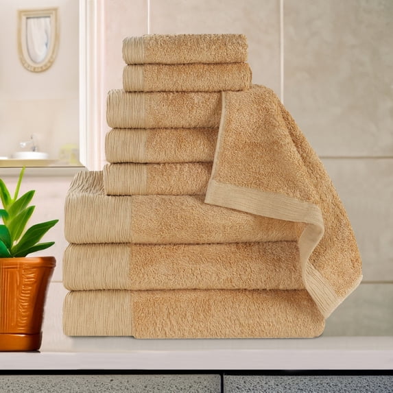 Superior Rayon from Bamboo Soft Modern 9-Piece Towel Set, Gold