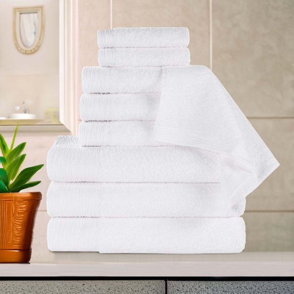 Superior Rayon from Bamboo Soft Modern 9-Piece Towel Set, White