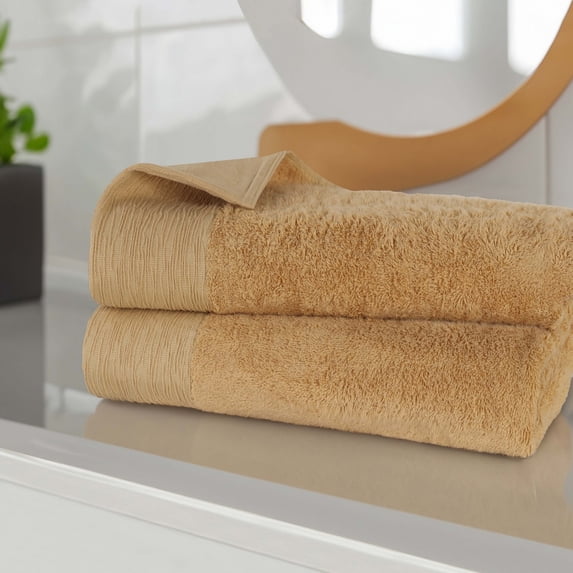 Superior Rayon from Bamboo Soft Modern Bath Sheet Set of 2, Gold
