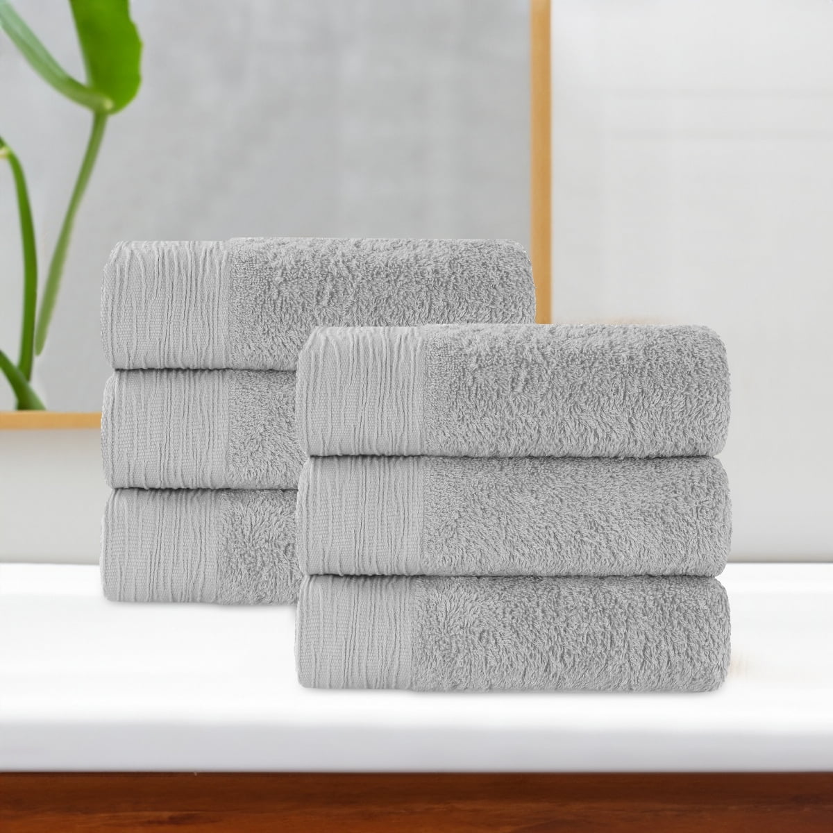 Platinum 6-Piece Rayon from Bamboo Cotton Hand Towel Set