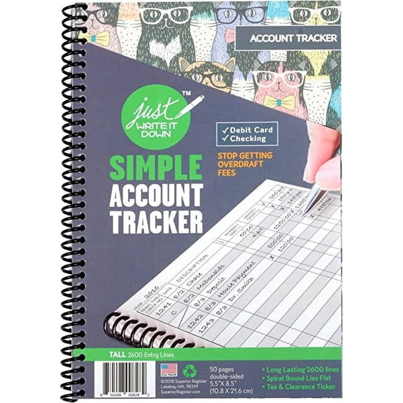 Superior Register Simple Account Tracker, 5.5 x 8.5, Money Ledger, 1 each