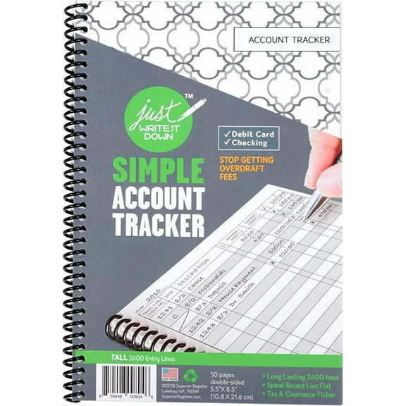 Superior Register Simple Account Tracker, 5.5 x 8.5, Money Ledger, 1 each