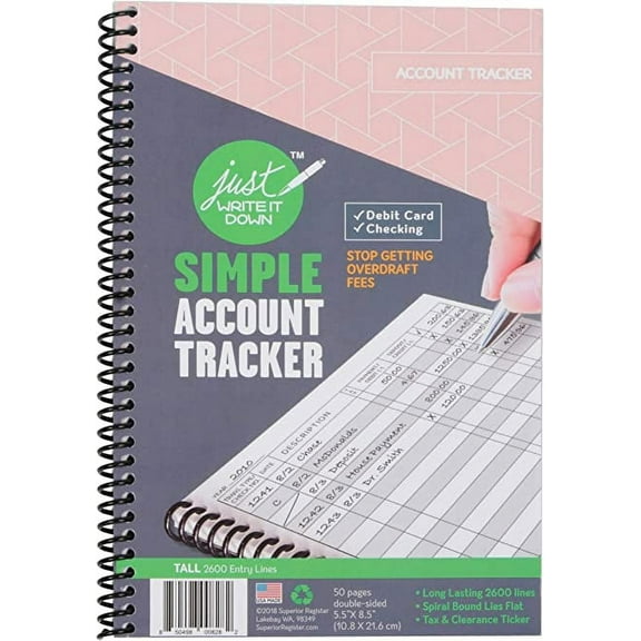 Superior Register Simple Account Tracker, 5.5 x 8.5, Money Ledger, 1 each