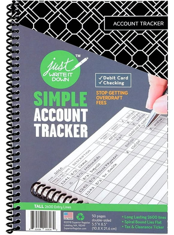 Superior Register Simple Account Tracker, 5.5 x 8.5, Money Ledger