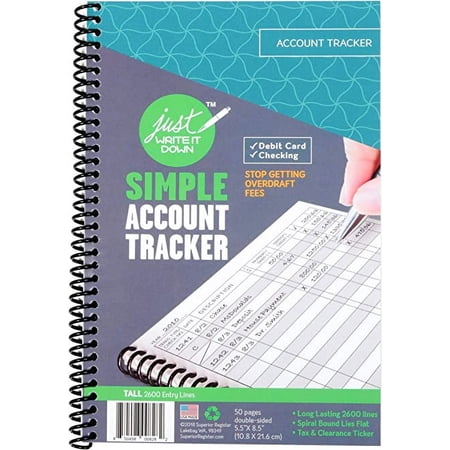 Superior Register Simple Account Tracker, 5.5 x 8.5, Money Ledger, 1 each