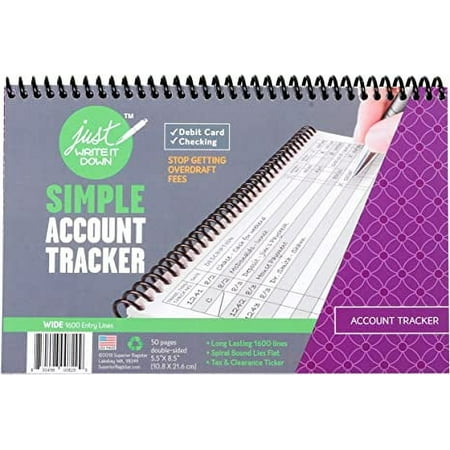 Superior Register Simple Account Tracker, 8.5 x 5.5, Money Ledger, Wide Edition, 1 each