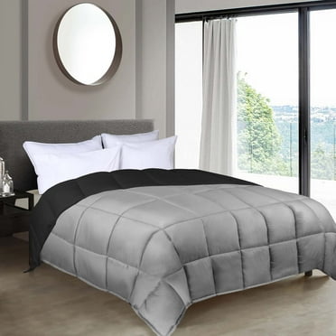 Superior Reversible Down Alternative Comforter, California King, Black-Gray