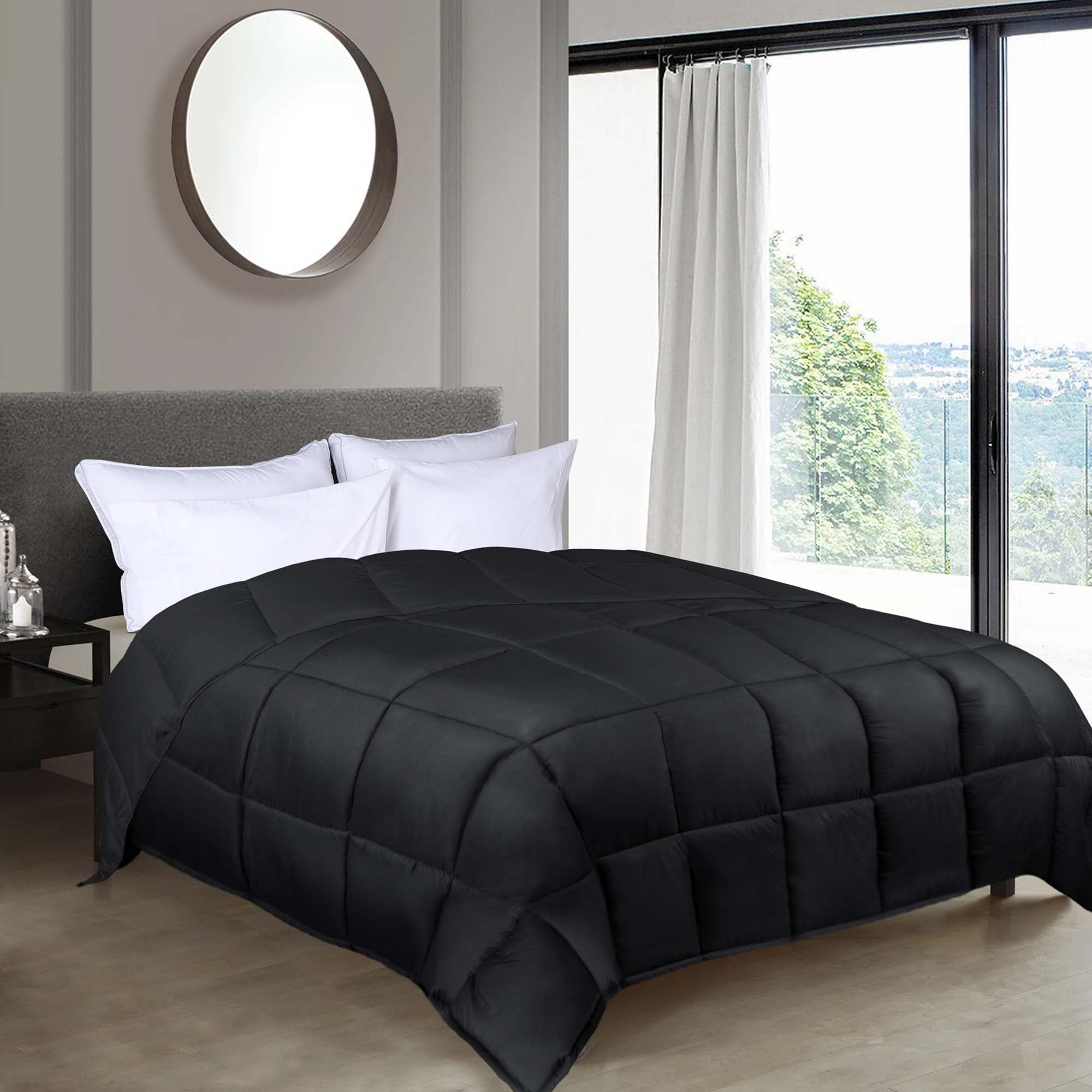 Twin Black Reversible Down Microfiber Comforter