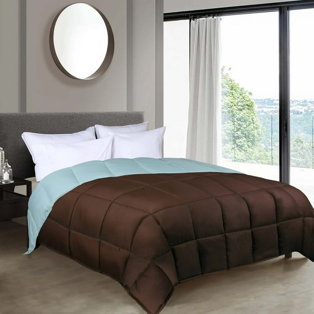 Superior Reversible Down Alternative Comforter, Twin, Choco-Sky Blue