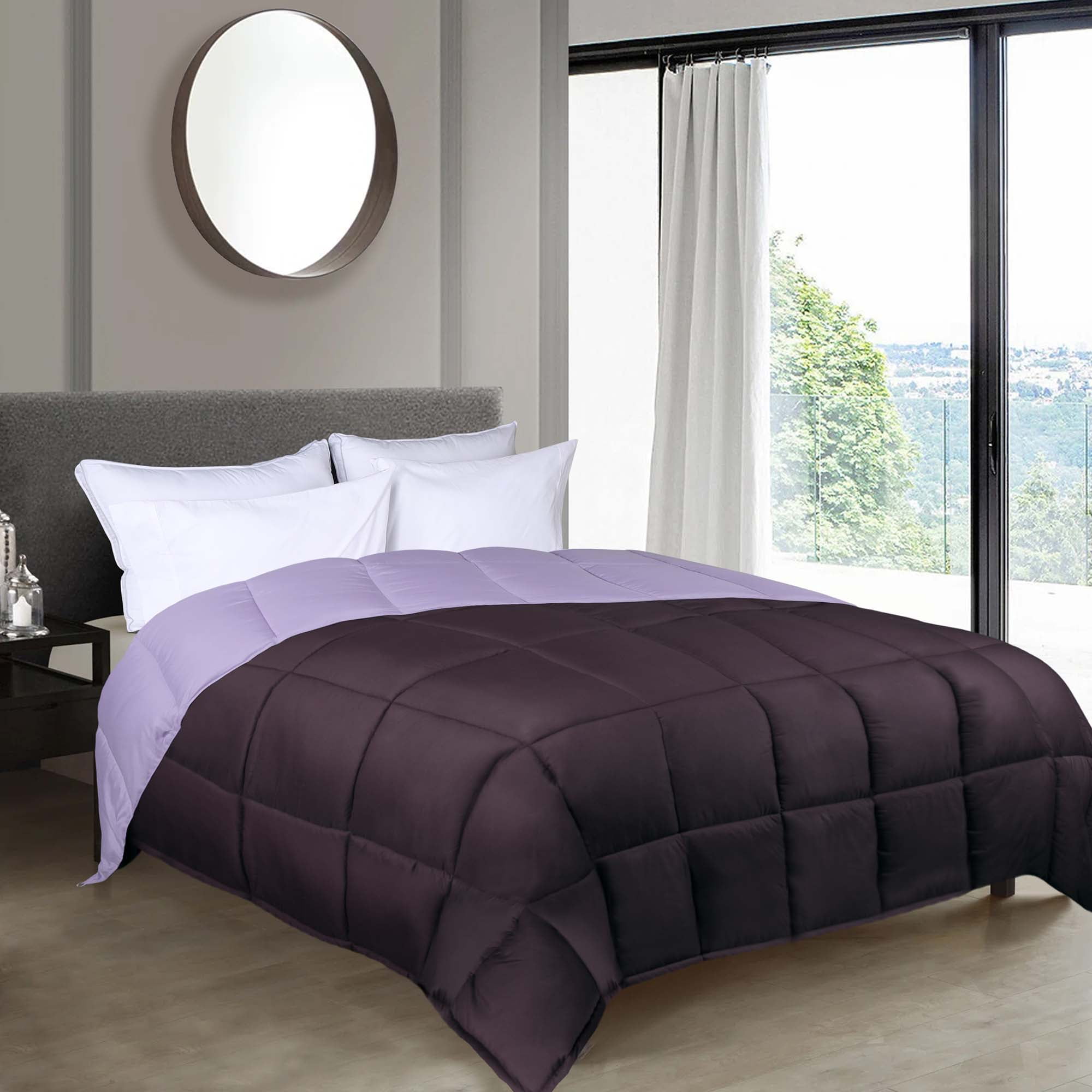 Superior Reversible Down Alternative Comforter, Twin, Plum-Lilac