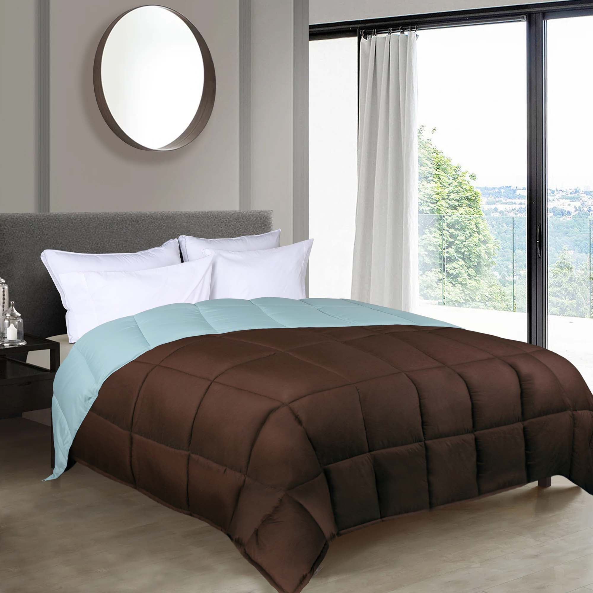 Superior Reversible Down Alternative Comforter, Twin/Twin XL, Choco-Sky Blue